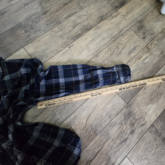 Denim & Flower Men's Medium Navy Plaid Long Sleeve Button Shirt 💯 Cotton - Picture 6 of 11